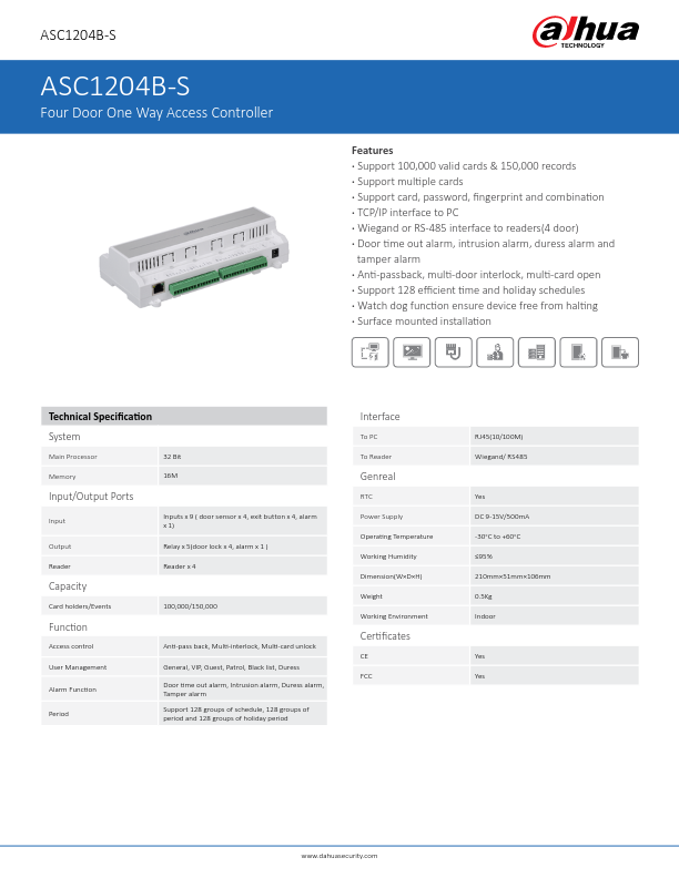 ASC1204B-S - Ficha Técnica Dahua