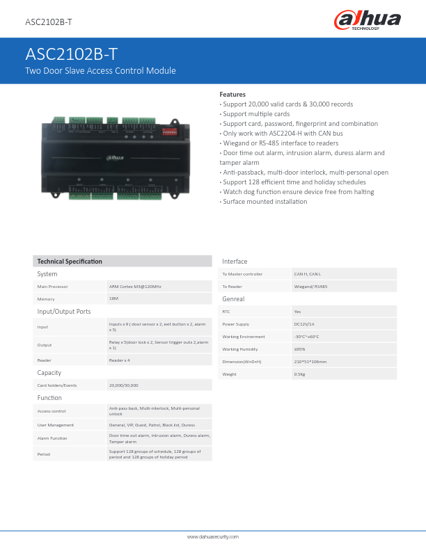 ASC2102B-T - Ficha Técnica Dahua