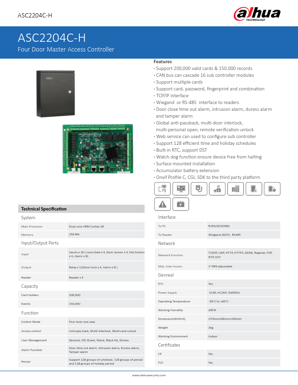 ASC2204C-H - Ficha Técnica Dahua