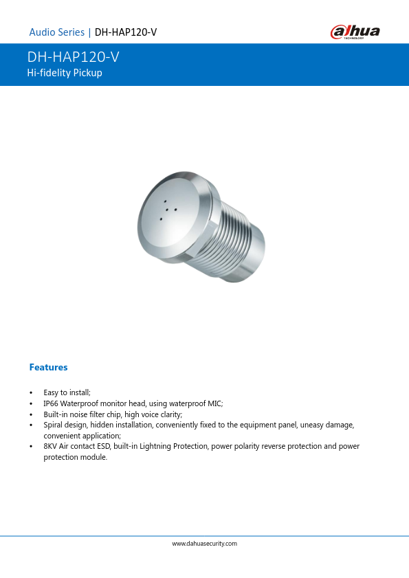 HAP120-V - Ficha Técnica Dahua