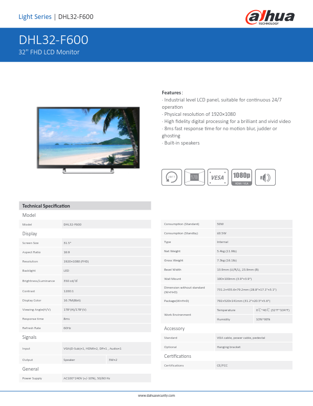 DHL32-F600 - Ficha Técnica Dahua