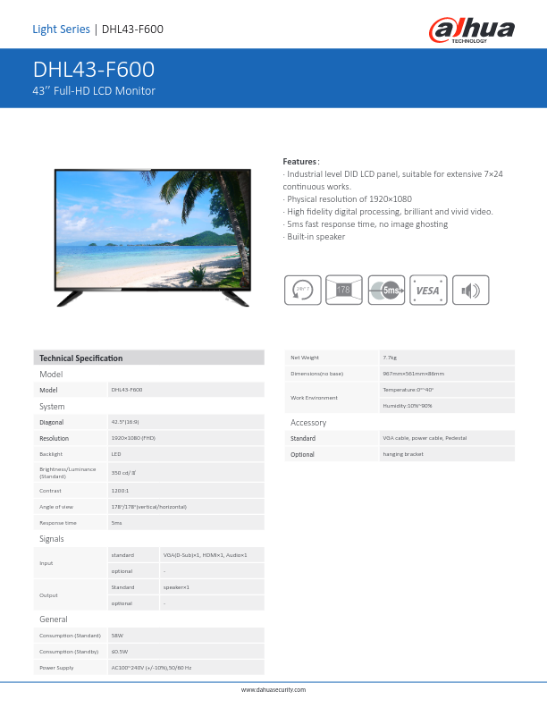 DHL43-F600 - Ficha Técnica Dahua