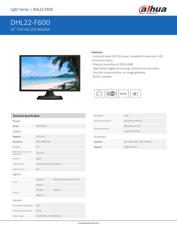 DHL22-F600 - Ficha Técnica Dahua