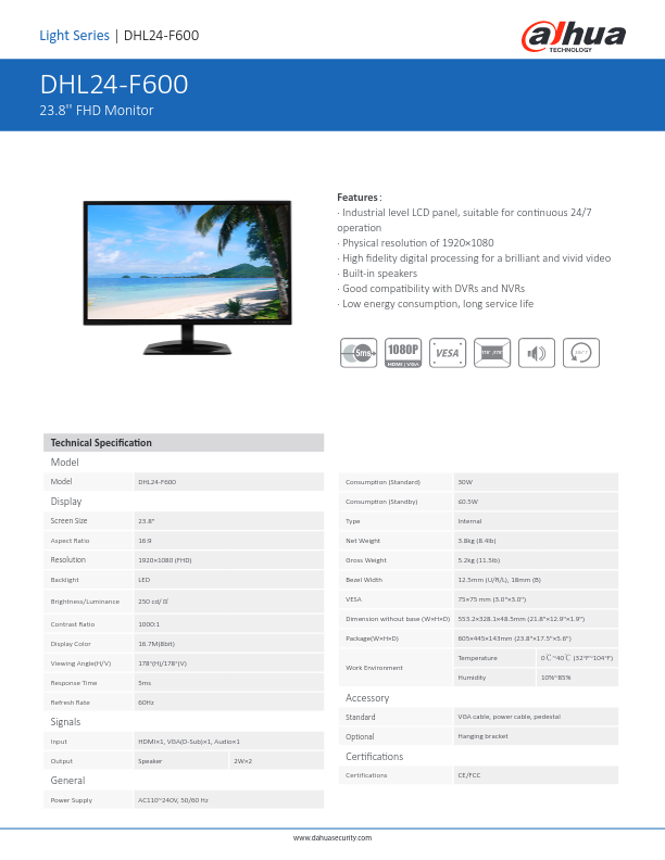 DHL24-F600 - Ficha Técnica Dahua
