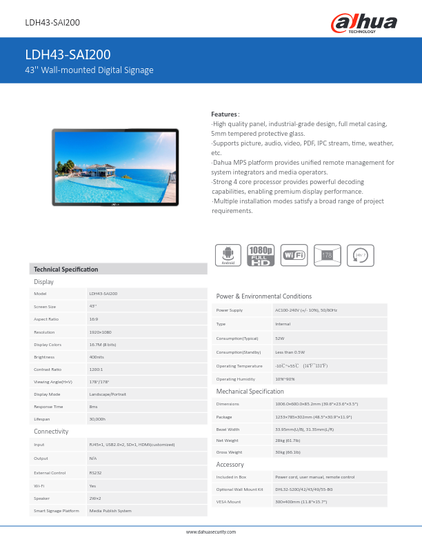 LDH43-SAI200 - Ficha Técnica Dahua