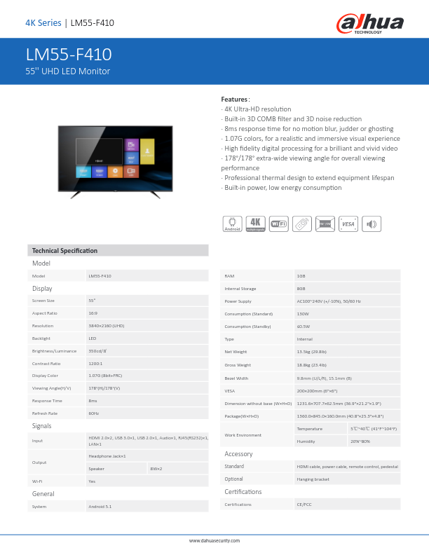 LM55-F410 - Ficha Técnica Dahua
