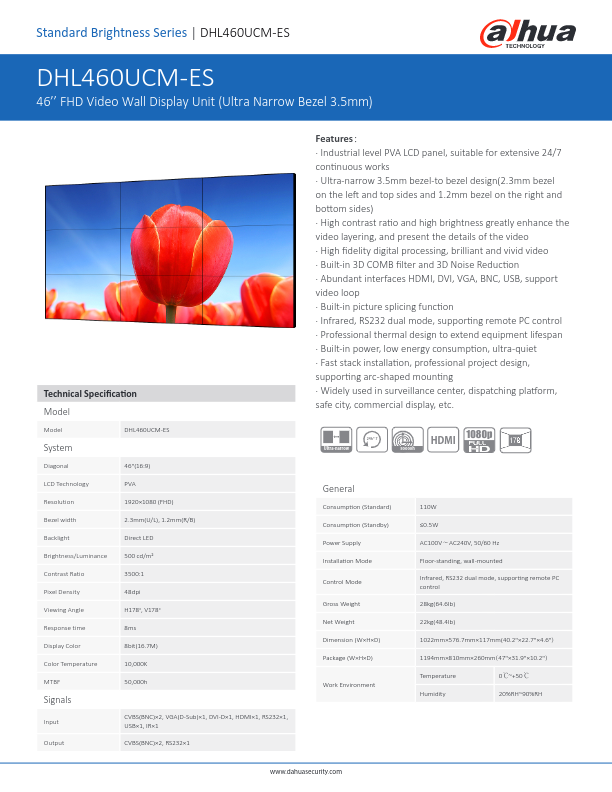 DHL460UCM-ES - Ficha Técnica Dahua