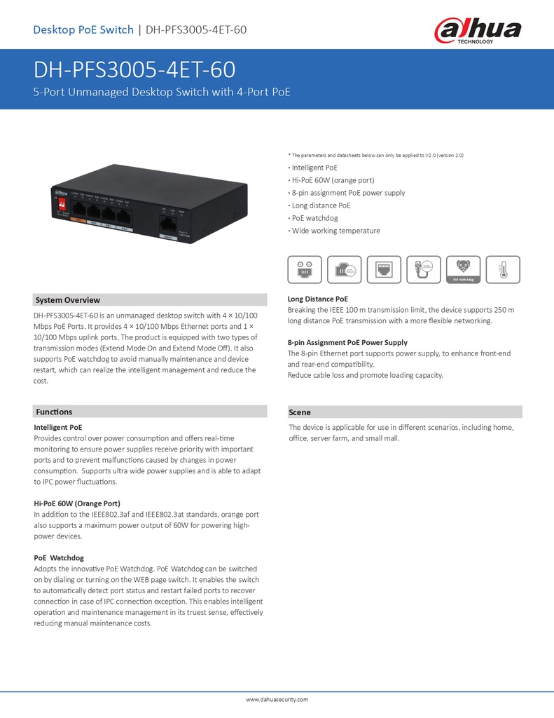 PFS3005-4ET-60 - Ficha Técnica Dahua
