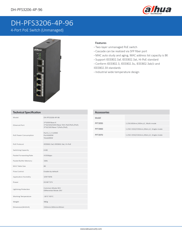 PFS3206-4P-96 - Ficha Técnica Dahua