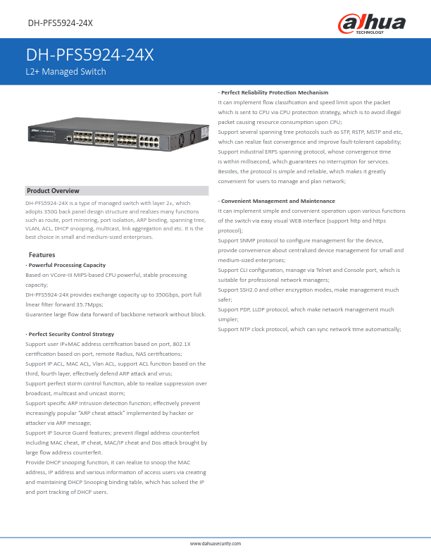 PFS5924-24X - Ficha Técnica Dahua