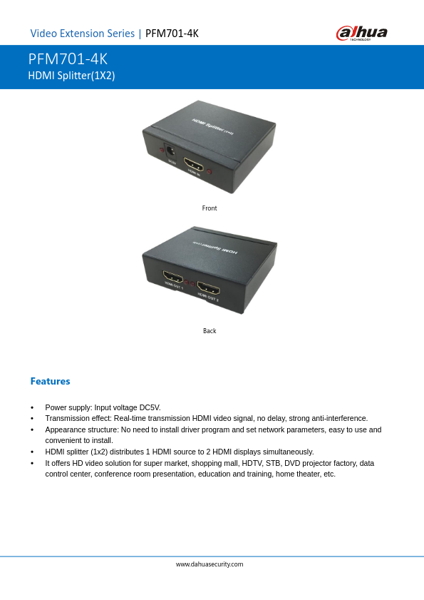 PFM701-4K - Ficha Técnica Dahua