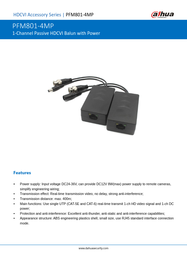 PFM801-4MP - Ficha Técnica Dahua