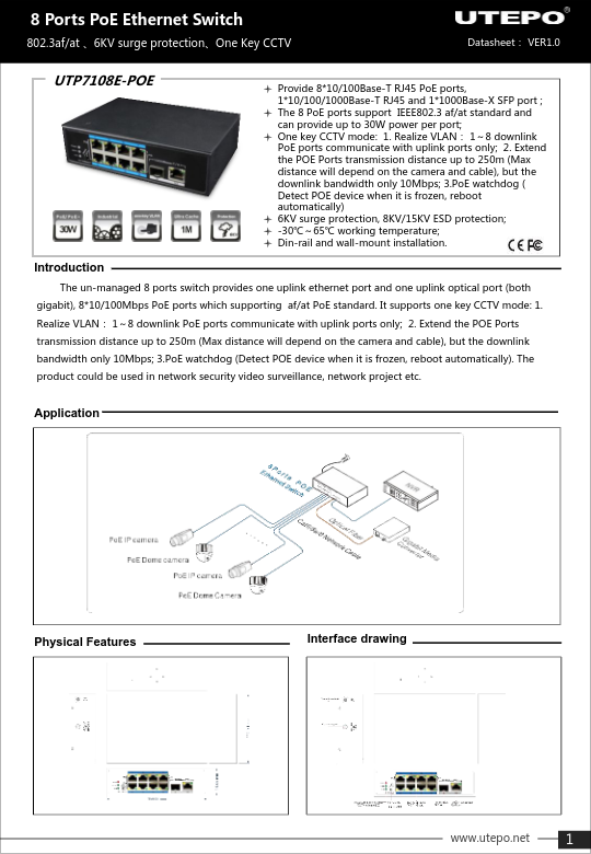 UTP7108E-POE - Ficha Técnica UTEPO