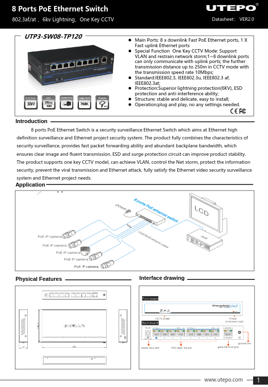 UTP3-SW08-TP120 - Ficha Técnica UTEPO