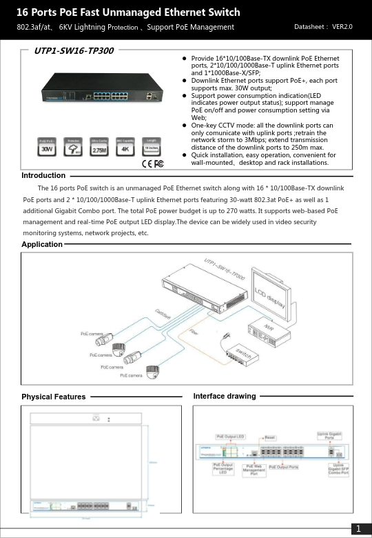 Descatalogado_UTP1-SW16-TP300 - Ficha Técnica UTEPO