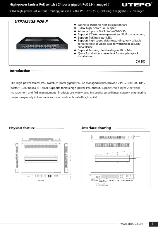 Descatalogat _ UTP7524GE-POE-P - Ficha Técnica UTEPO