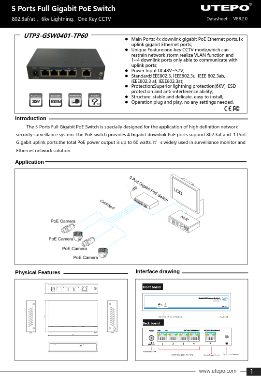 UTP3-GSW0401-TP60 - Ficha Técnica UTEPO