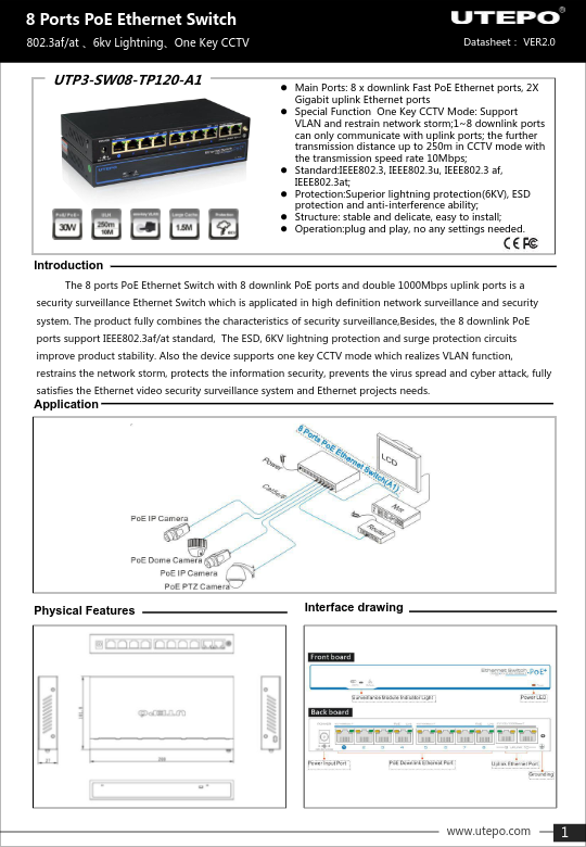 UTP3-SW08-TP120-A1 - Ficha Técnica UTEPO