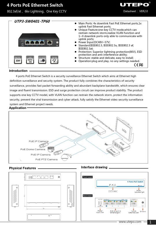 UTP3-SW0401-TP60 - Ficha Técnica UTEPO