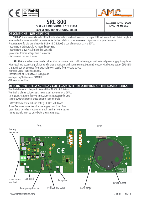 SRL800 - Ficha Técnica AMC