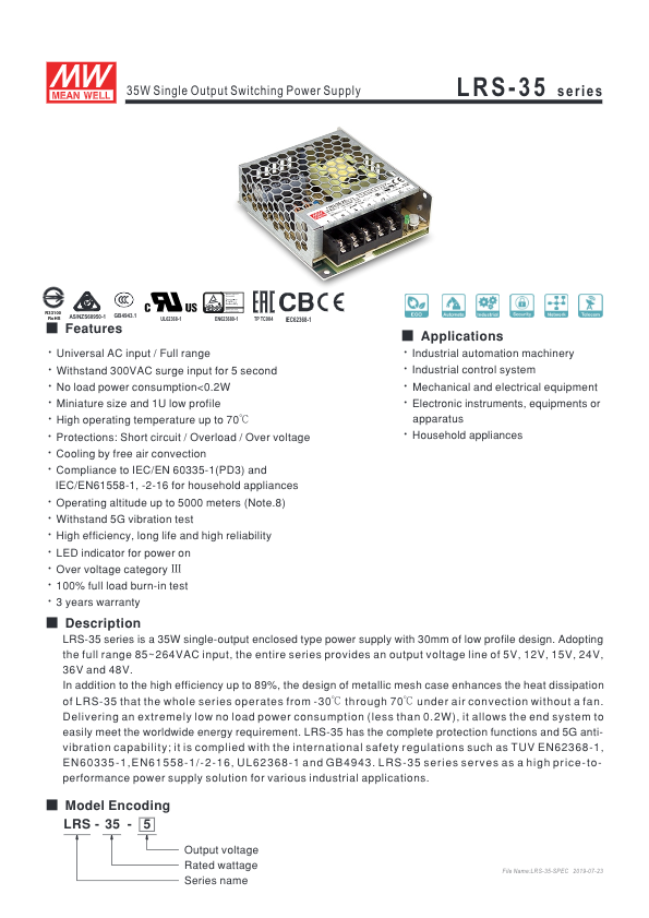 LRS-35-12 - Ficha Técnica Mean Well