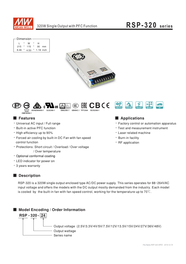 RSP-320-36 - Ficha Técnica Mean Well