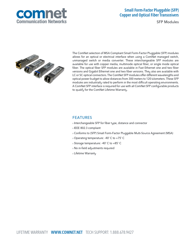 SFP-26A/B - Ficha Técnica Comnet