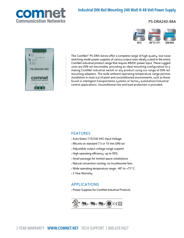 PS-DRA240-48A - Ficha Técnica Comnet