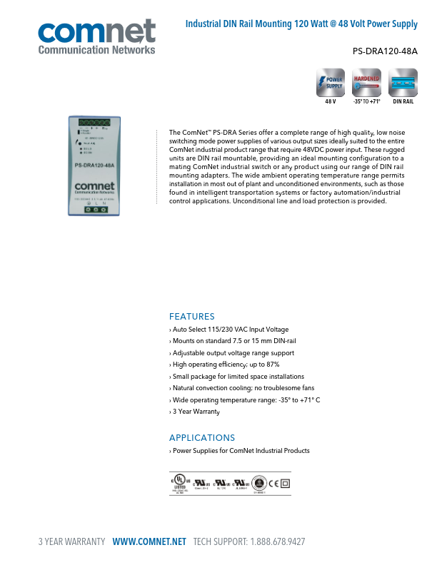 PS-DRA120-48A - Ficha Técnica Comnet