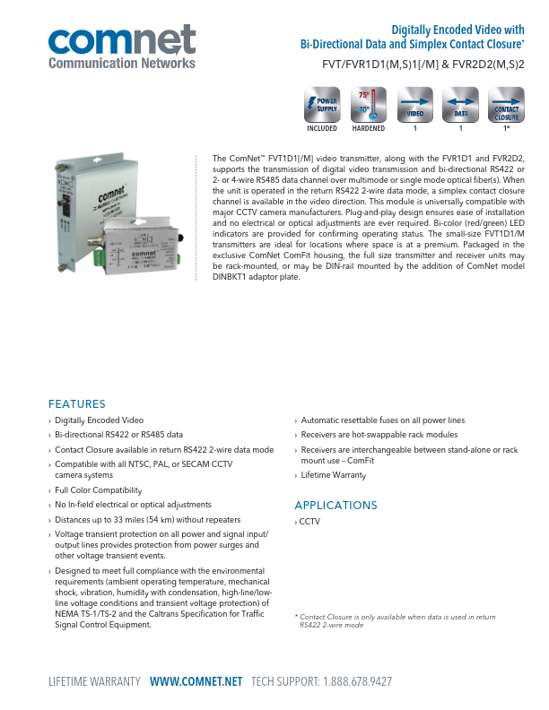 FVT/FVR1D1 & FVR2D2 Series - Ficha Técnica Comnet