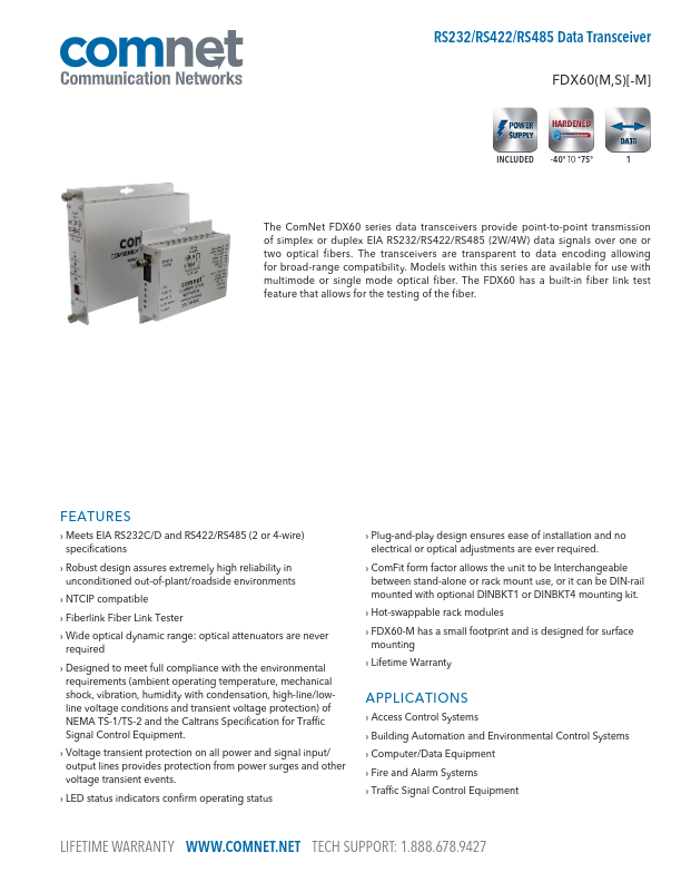 FDX60M(S)2(M) - Ficha Técnica Comnet