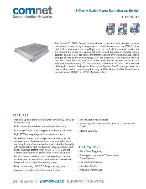 FDC8R/T232 - Ficha Técnica Comnet