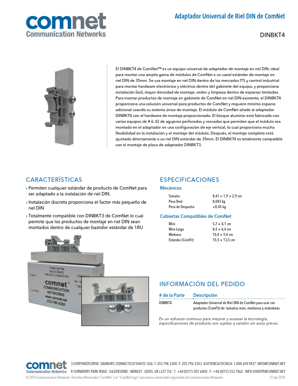 DINBKT4 - Ficha Técnica Comnet