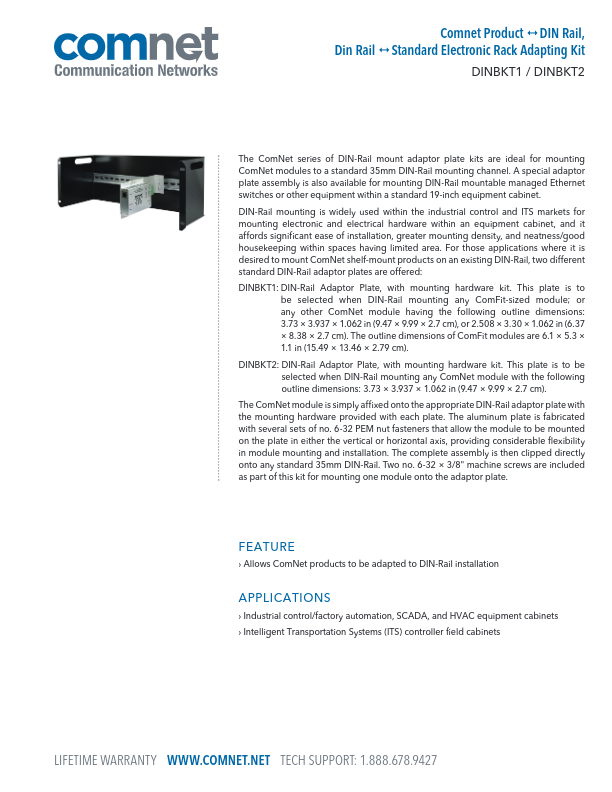 DINBKT1 - Ficha Técnica Comnet