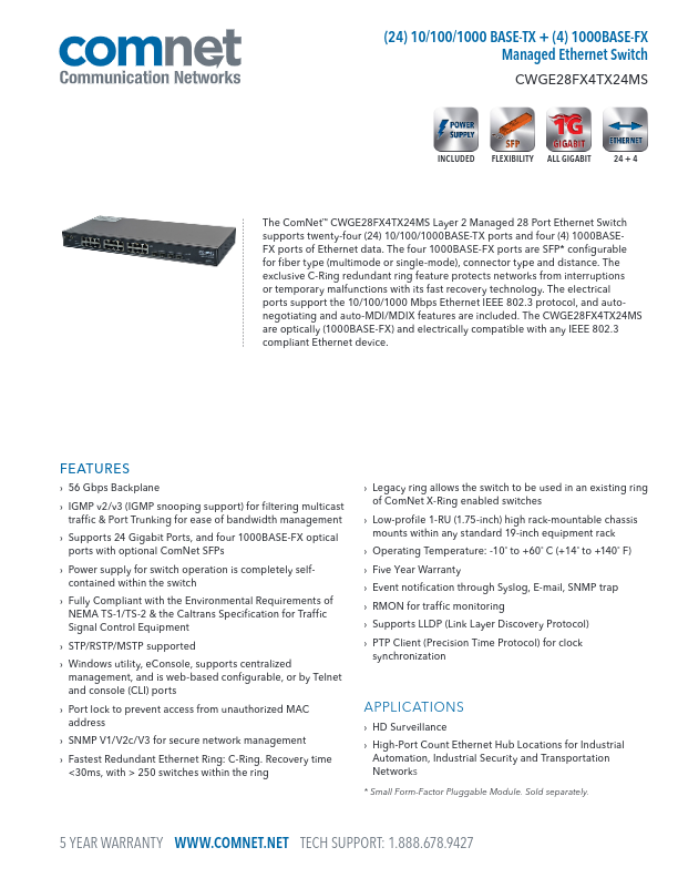 CWGE28FX4TX24MS - Ficha Técnica Comnet