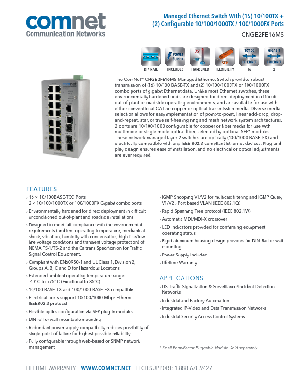 CNGE2FE16MS - Ficha Técnica Comnet