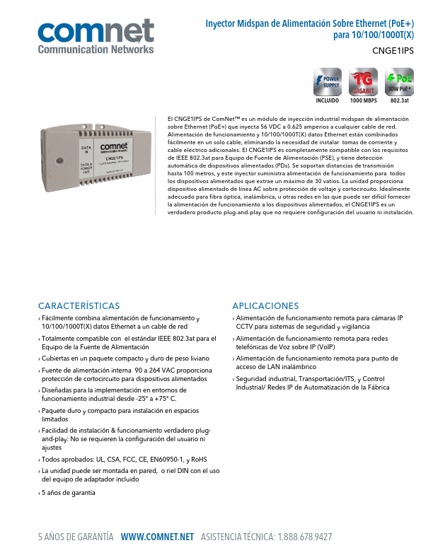 CNGE1IPS - Ficha Técnica Comnet