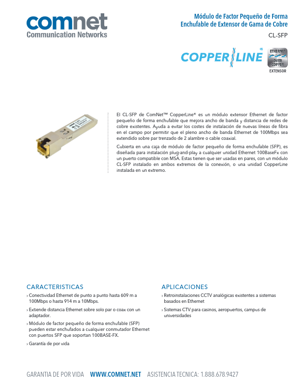 CLRJ2COAX - Ficha Técnica Comnet