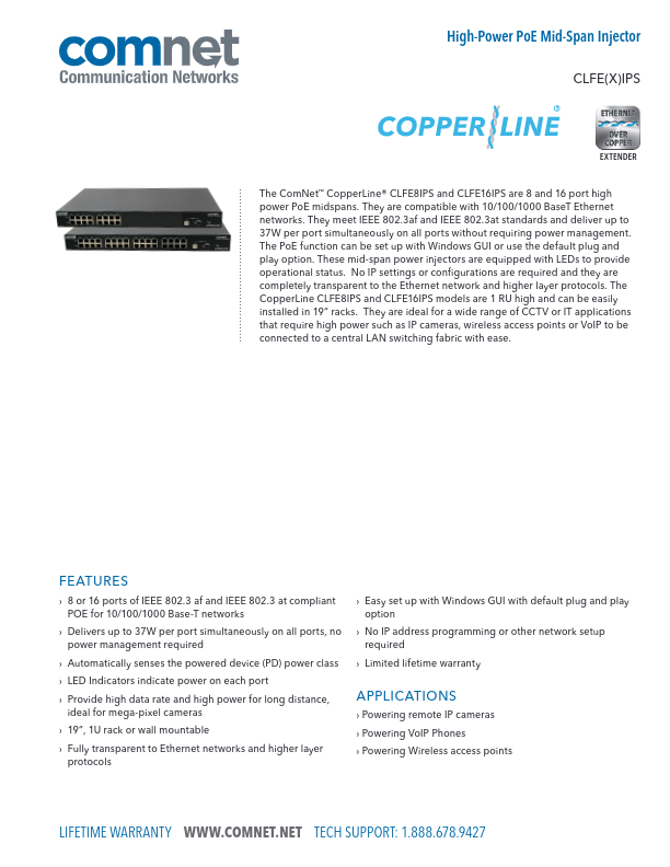 CLFE8IPS - Ficha Técnica Comnet