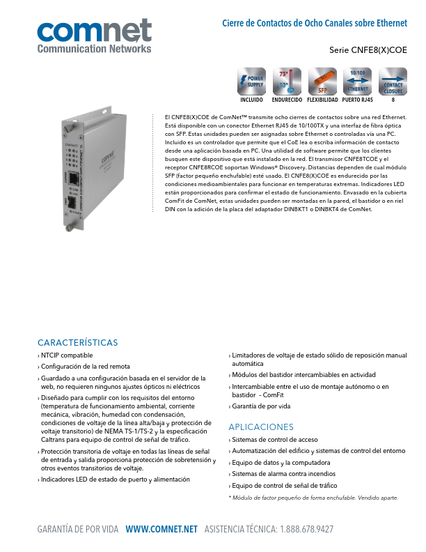 CNFE8R/TCOE - Ficha Técnica Comnet