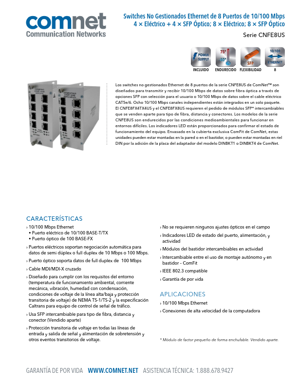 CNFE8FX4TX4US - Ficha Técnica Comnet