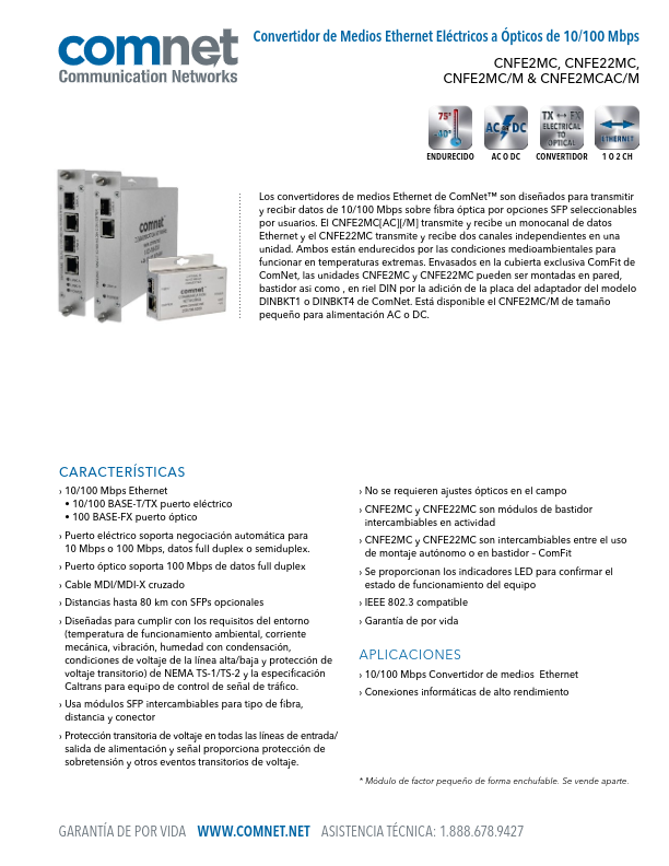 CNFE2MC-M - Ficha Técnica Comnet