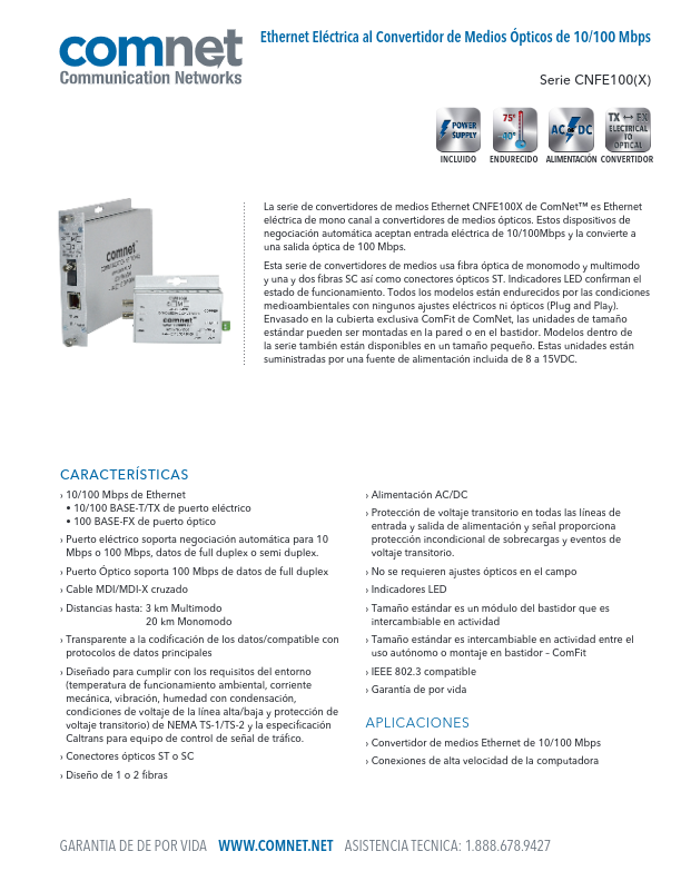 CNFE100x - Ficha Técnica Comnet