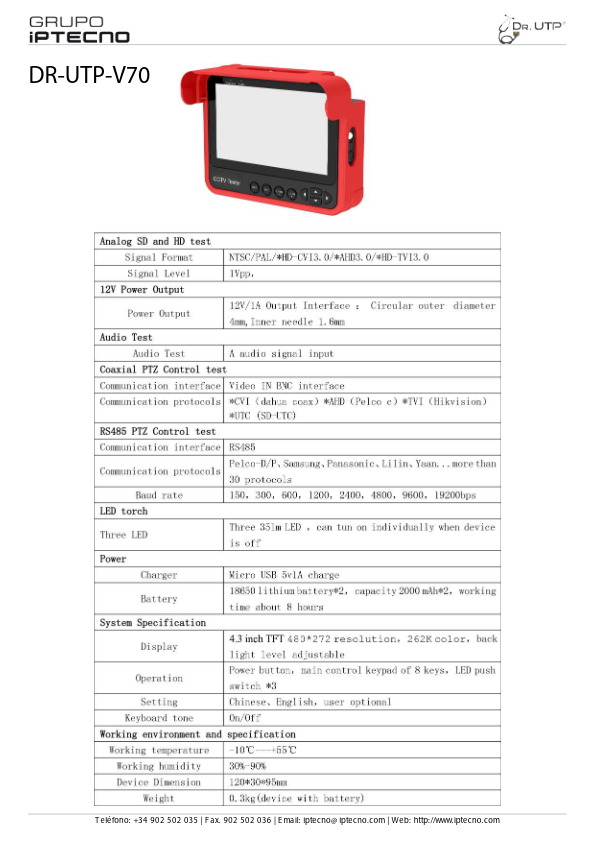 DR-UTP-V70 - Ficha Técnica Dr UTP