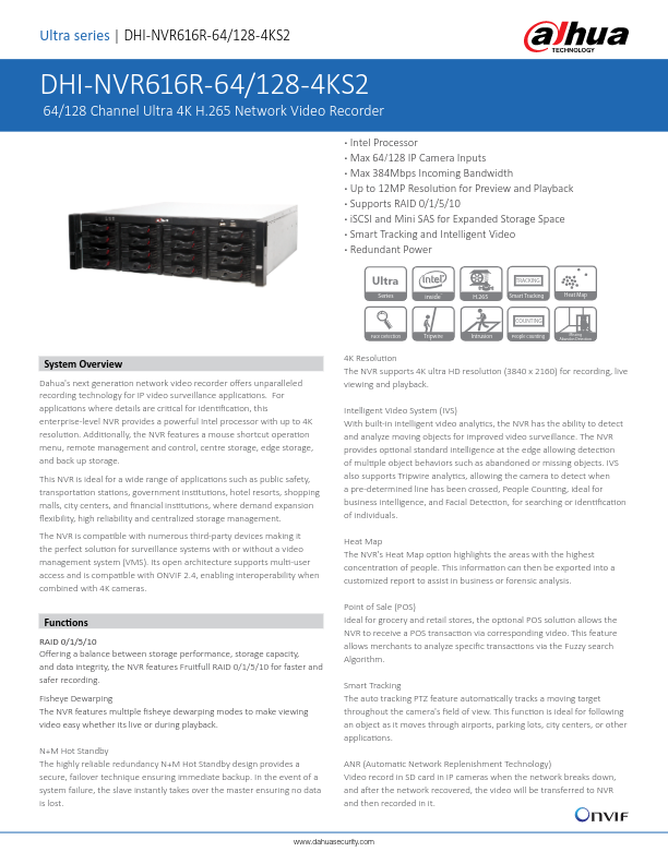 NVR616R-64-4KS2 - Ficha Técnica Dahua