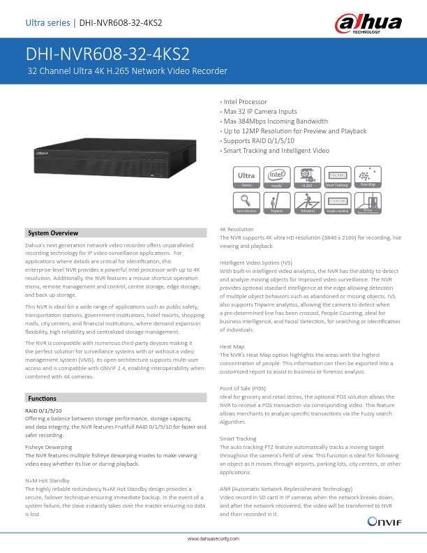 NVR608-32-4KS2 - Ficha Técnica Dahua