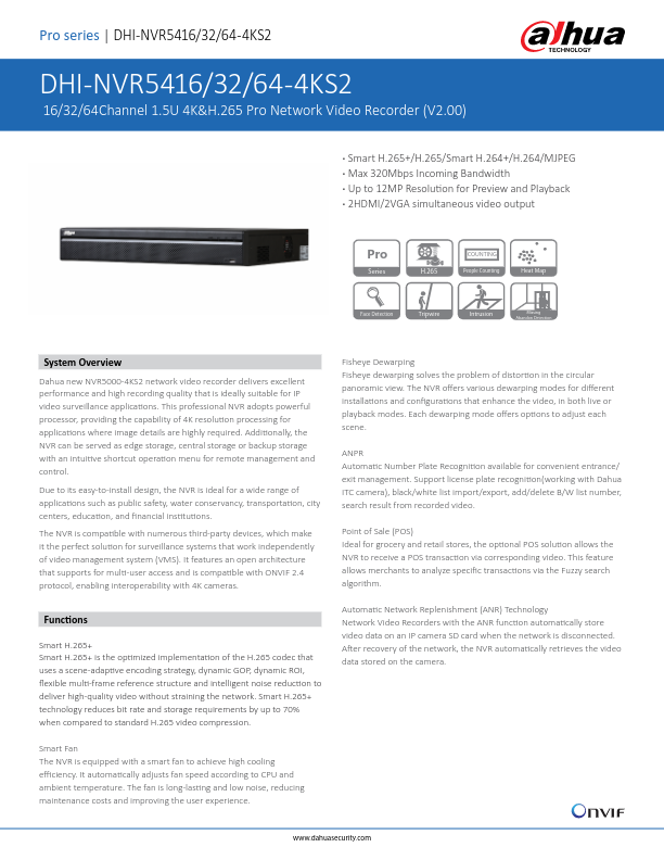 NVR5464-4KS2 - Ficha Técnica Dahua