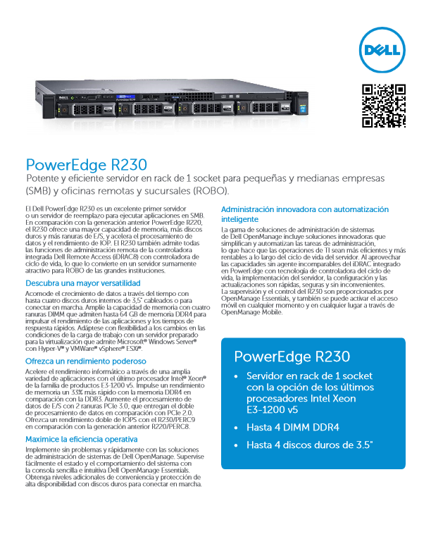 DSS-DELL-PowerEdgeR230-Win10 - Ficha Técnica DELL