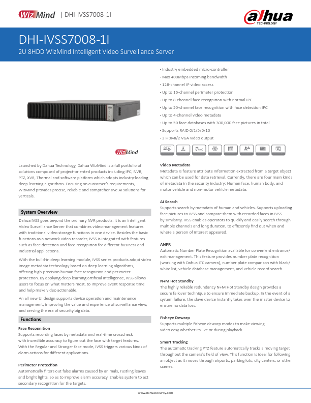 IVSS7008-1I - Ficha Técnica Dahua