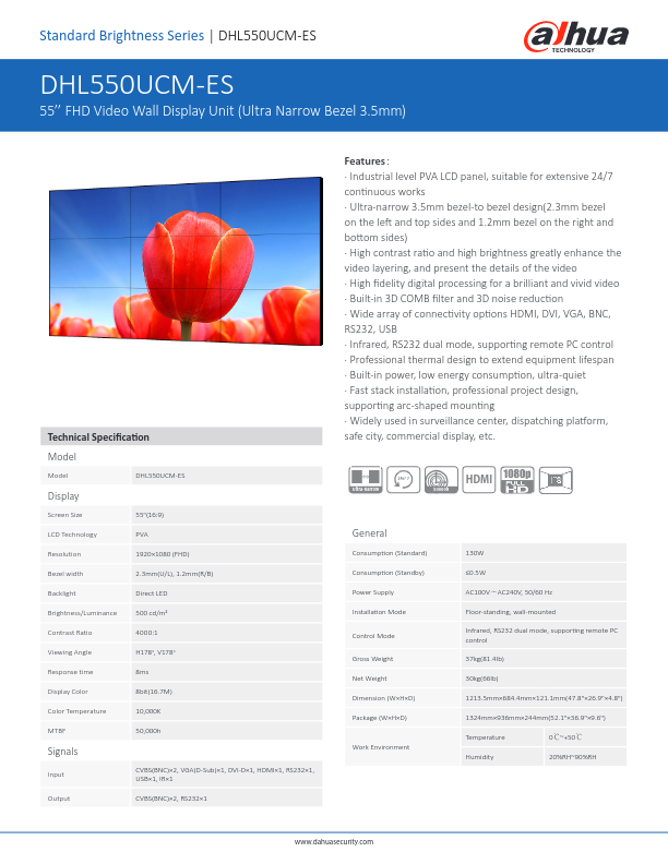 DHL550UCM-ES - Ficha Técnica Dahua
